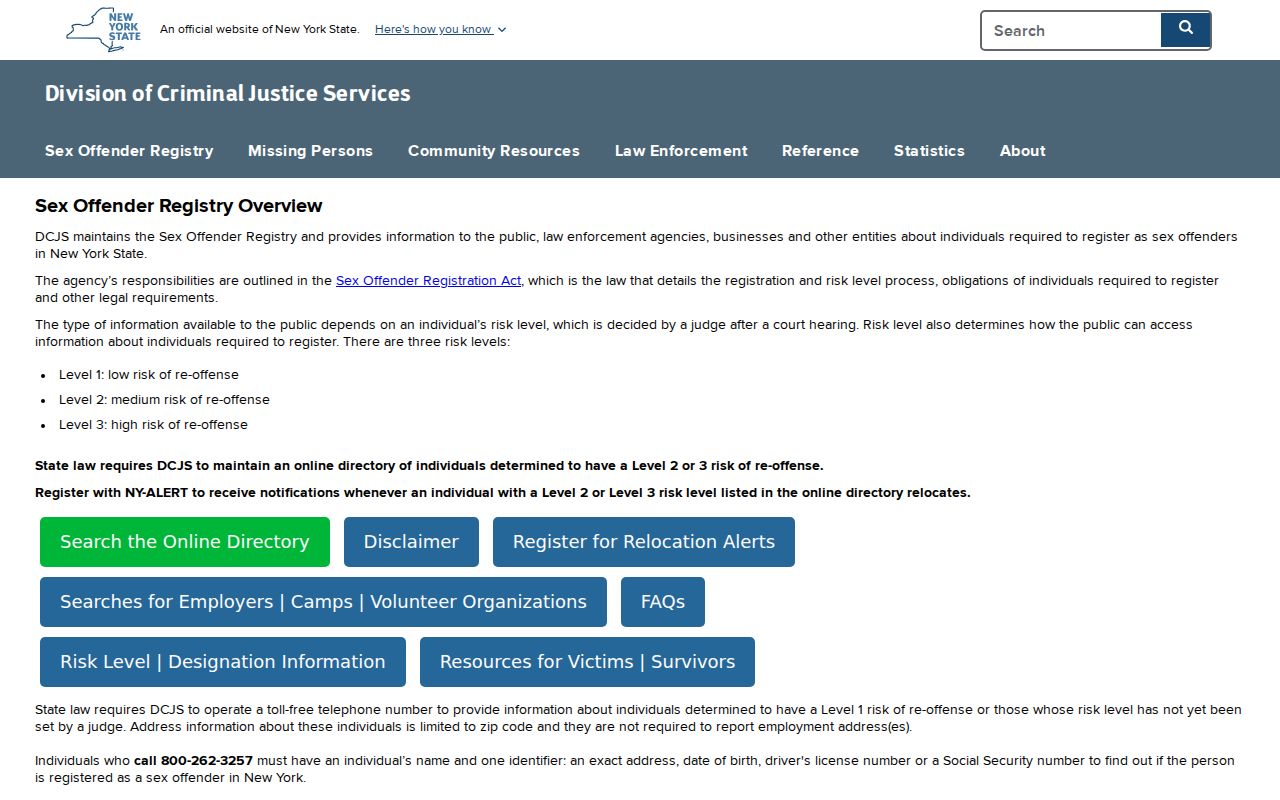 Queens County sex offender registry overview with hotline and NY-Alert information